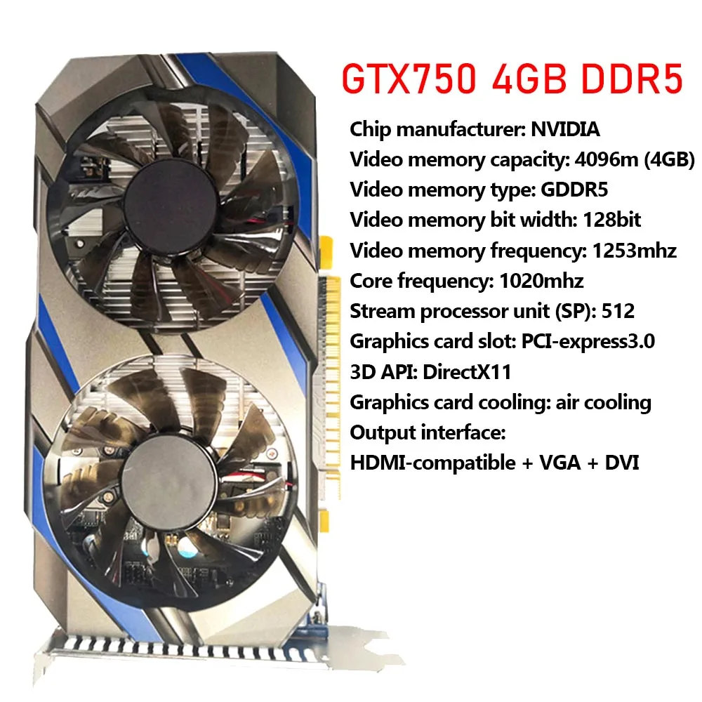 Newest Video Card GTX 960 950 750Ti 650Ti 550Ti Tarjeta Grafica 1G/1.5G/2G/3G/4G/6G/8G 128Bit GDDR5 Graphics Cards with Fans graphics card for desktop