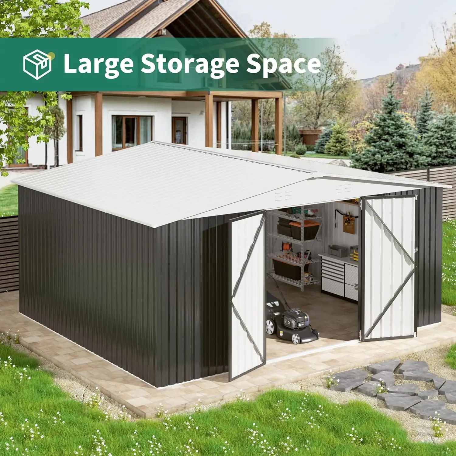 Outdoor metal storage shed image 4