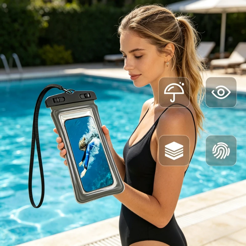 3D Clear Soft-Edge Waterproof Phone Pouch for Beach & Travel Adventures