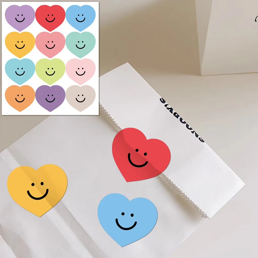 120 개/갑/팩 귀여운 스티커 하트 모양의 예술 장식 접착 스티커 DIY 베이킹 Scrapbooking Kawaii 스티커 라벨 편지지