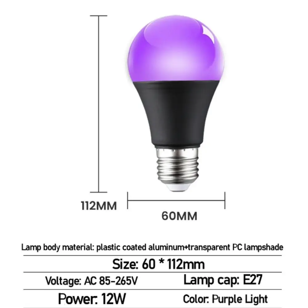 Black Light Bulbs Aluminium UV Spiral E26/E27 10W 85-265V Home Portable Bulb