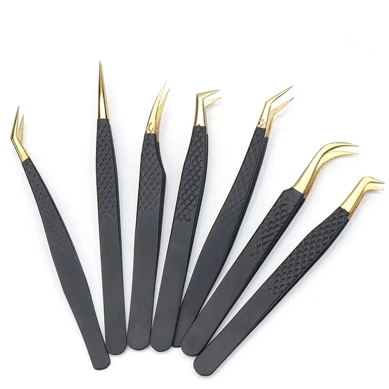 Makeup Eyelash Tweezers High Precision Clip Nail Drill Eyelash Eyebrow Stainless Steel Tweezers Woman Beauty Tools 1pcs