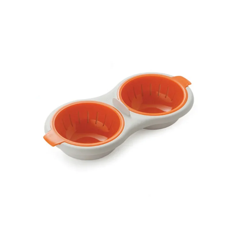Egg Cooker Egg Boiler Mold Cup Egg Poacher Silicone Egg Poacher Egg Poacher Food Grade Pans Double Cup Egg Boiler Steam Microwave Oven Set Kitchen Cooking Tools