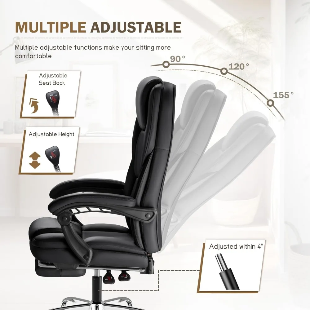 Office Chair, Executive Office Chair with Foot Rest Big and Tall Offices Chair Ergonomic Home Offices Desk Chairs Reclining High 6