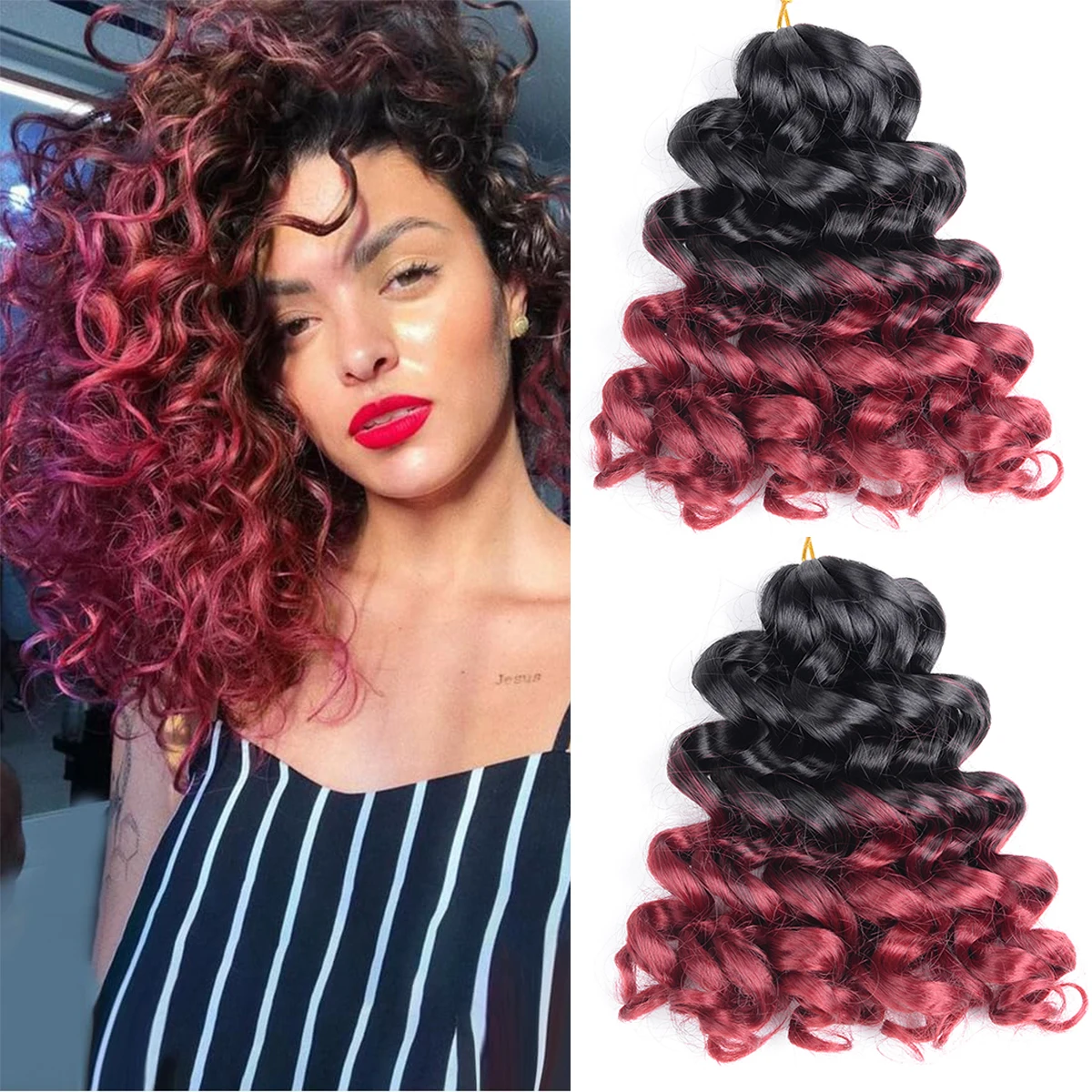 

12inch Synthetic Ocean Wave Crochet Hair Deep Wave Braiding Hair Extensions Water Wavy Crochet Hair For Black Women