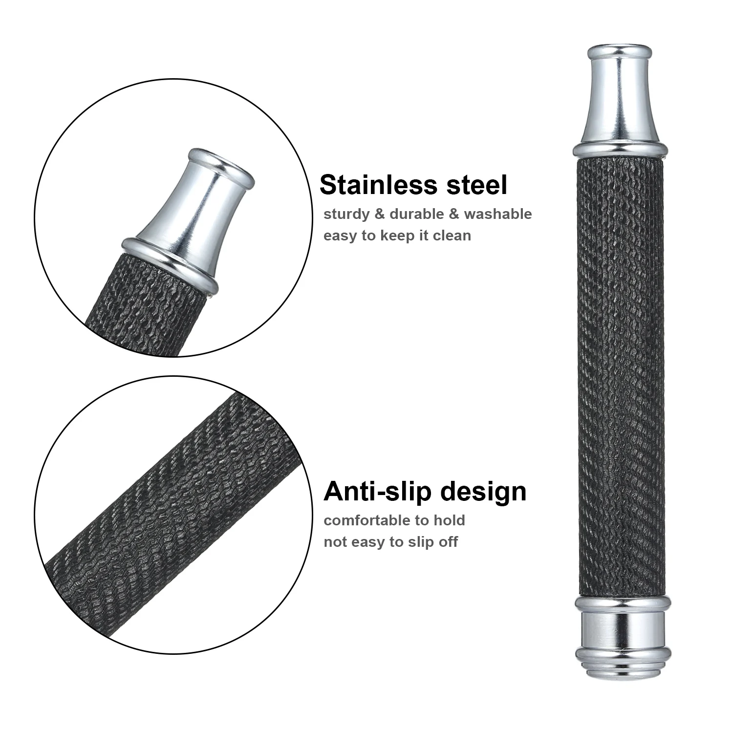 Stainless Steel Shaving Handle for Double Edge Shaving Razor Safety Replacement Beard Razor Handle Grip Shaving Tool Accessories