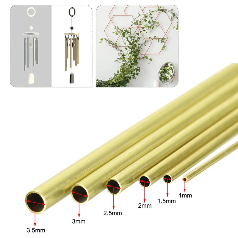 6pcs Brass Tubing Set - 1mm To 3.5mm OD Seamless Round Brass Tubes, 0.2mm Wall, 300mm Length For DIY Crafts