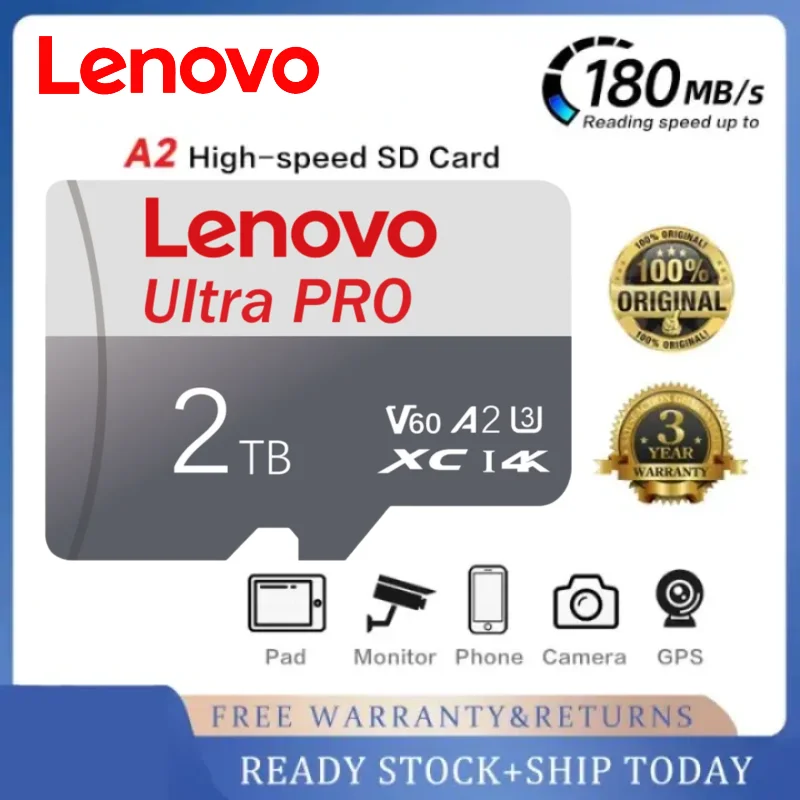 Lenovo Memory Card Class10 A2 Micro SD Card 2TB 1TB 128GB 256GB 512GB Cartao De Memoria SD For Camera Nintendo Switch Drone memory card