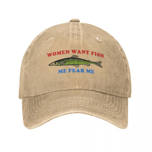 FISH WANT ME WOMEN FEAR ME Vintage Custom Embroidered Green Crown Stra –  Old School Hats