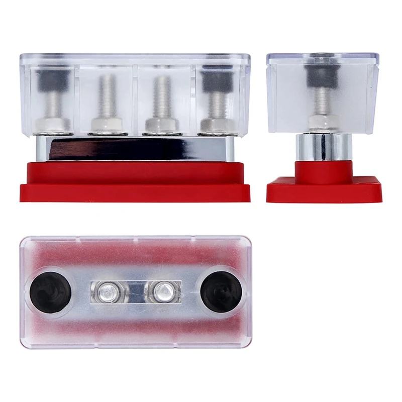 마린 버스 바 터미널 블록, 마린 DC 12V, 24V, 48V, 커버 포함, 레드, 2X 600A, 4 스터드 (3/8 인치), M10