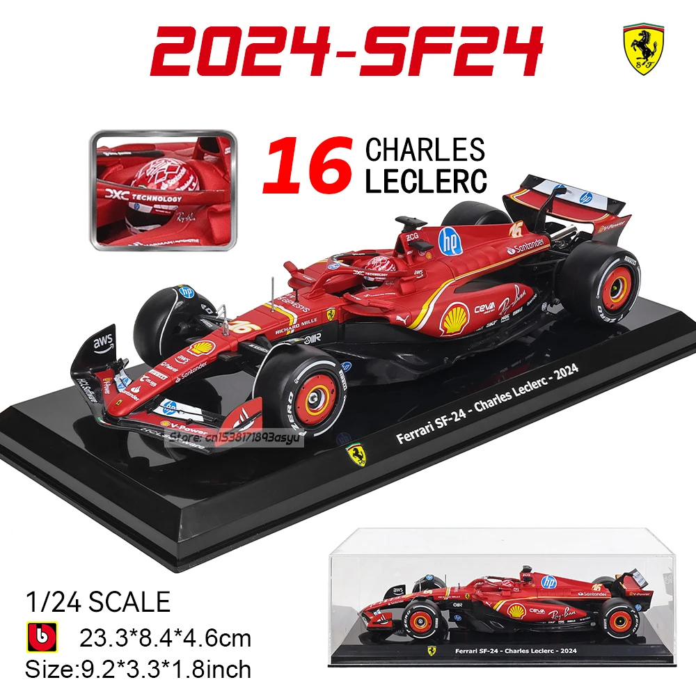 Bburago 1:24 2024 F1 serie various style Ferrari SF24 #16 Leclerc precision model car collection gift