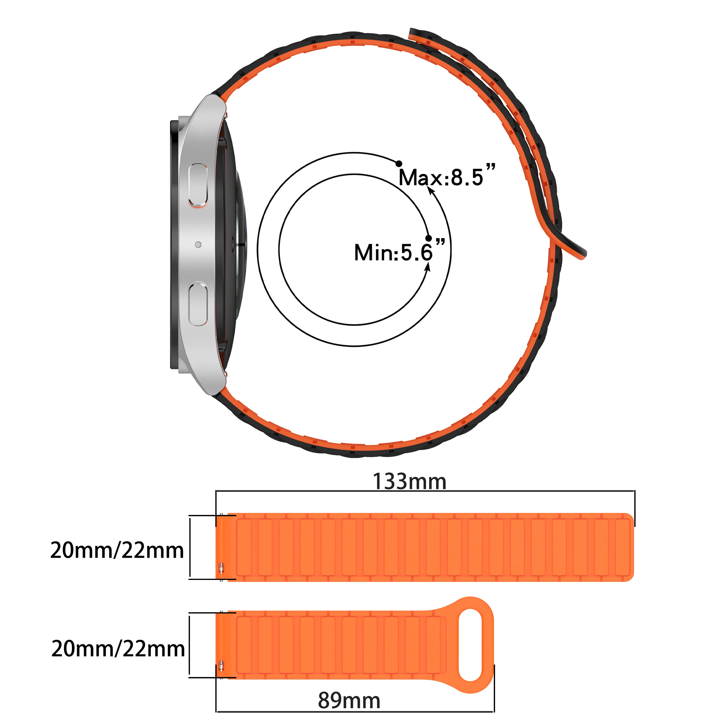 Magnetic Silicone Loop Strap - Soft Sport Band Bracelet