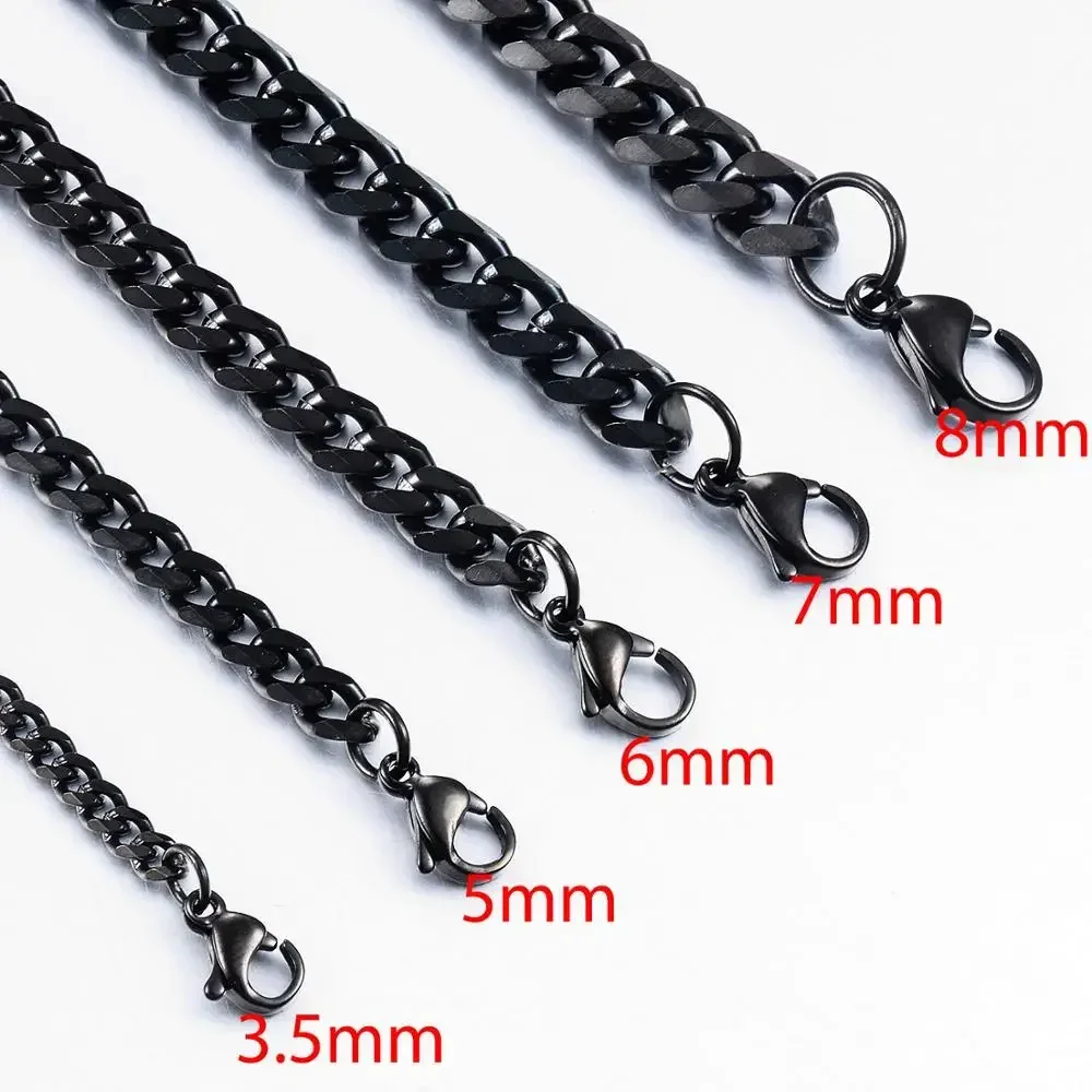 Stainless Steel Cuban Chain Gold Black Color Fashion Hip Hop Men And Women Necklace Jewelry cuban necklaces