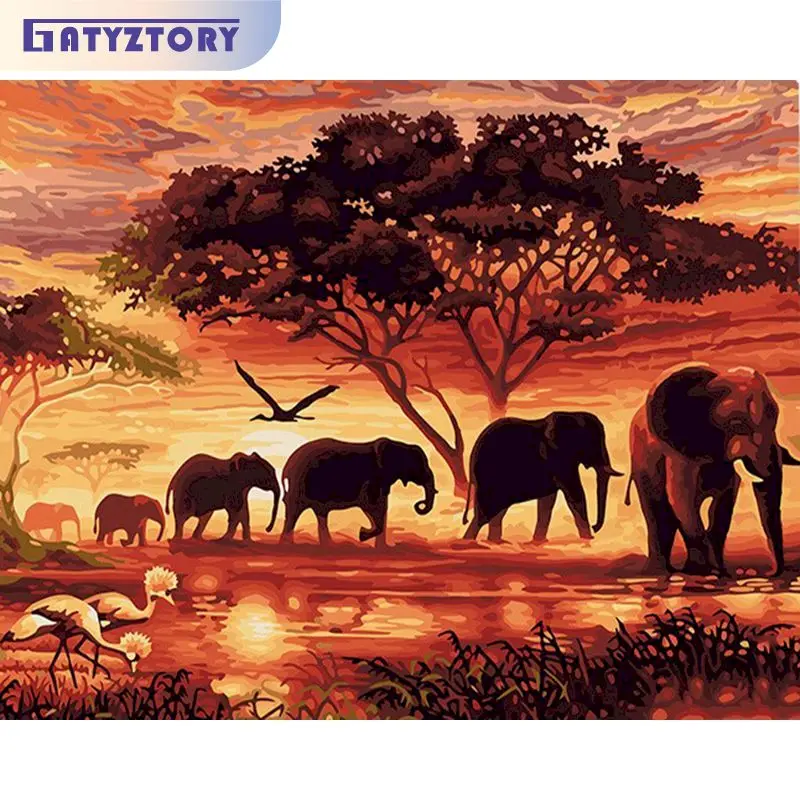 

GATYZTORY Painting By Numbers Kits Sunset Landscape With Frame DIY Craft Unique DIY Gift For Home Decors 40x50cm