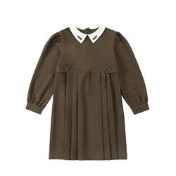 Chestnut Collection: Brown Exquisite Embroidery Family Matching Outfits - 16 (Girls dress)