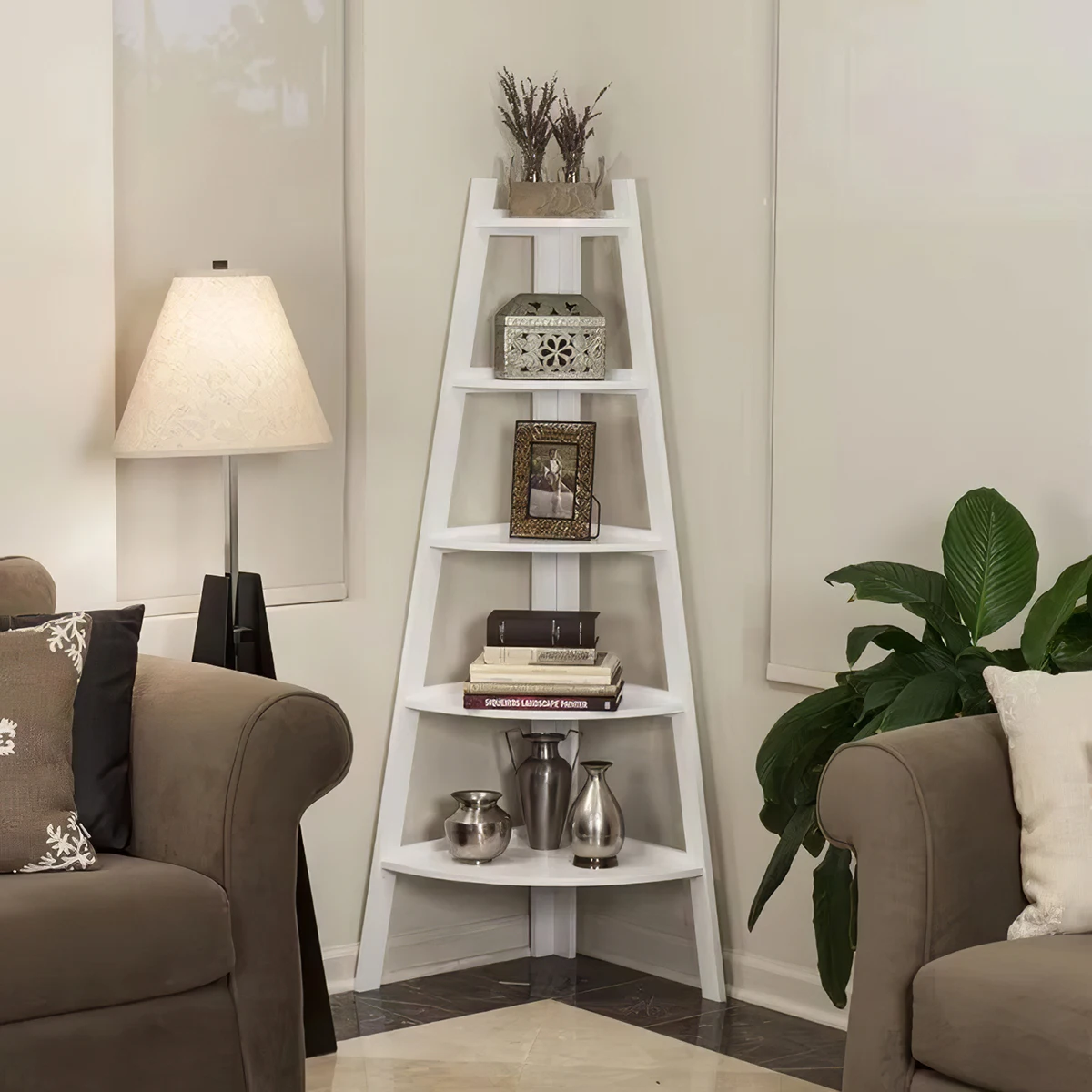 【Lifeideas】5-Tier Modern Corner Ladder Shelf for Plant Display