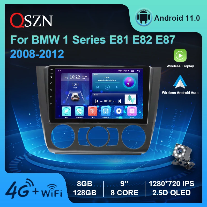 

Автомобильный радиоприемник QSZN для Bmw 1 серии E81 E82 E87 E88 2008-2012 GPS Видео мультимедийный плеер DSP Carplay 8 + 128G Android 11 4G Wifi
