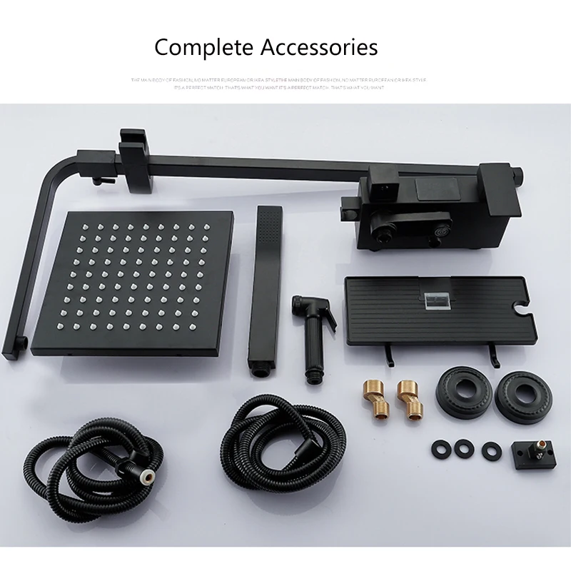 Black Shower Digital Display Temperature Shower Chuveir Bathroom Accessories Sets Pressurized Hot Cold Copper Faucet