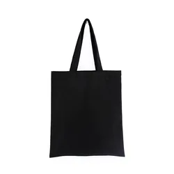 Blank Color Custom Logo Eco - friendly Canvas Tote Bag - Premium Hand - held Shoulder Bag - No logo (Black)