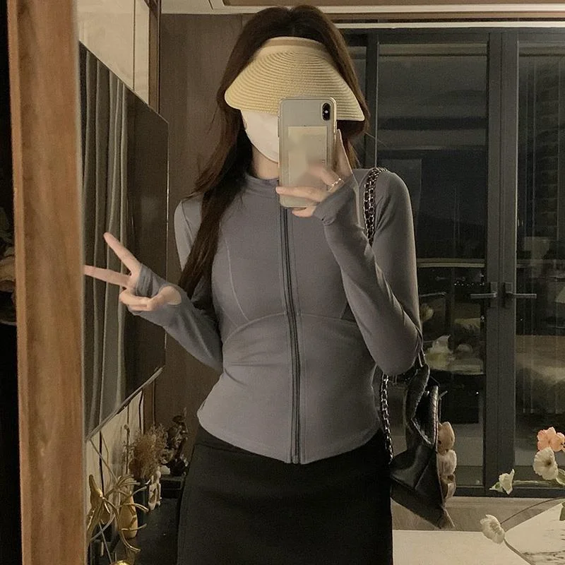 Νέο μπουφάν γιόγκα για γυναίκες το 2024, καλοκαιρινά αθλητικά ρούχα για τρέξιμο και ποδηλασία, μακρυμάνικο τοπ γυμναστικής, αντηλιακά ρούχα_voghion.com