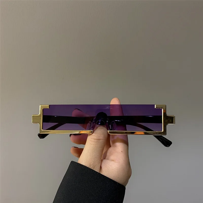 Vintage Fashion Sungl Rimless Frameless Rectangle Shades Gradient UV400 Summer Traveling Sun Gl Personality_voghion.com