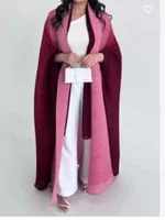 Muslim Abaya for Women Bat Sleeve Pleated Gradient Cardigan Trench Coat 2023 Autumn Dubai Abayas Plus Size Women's Luxury Coat 6