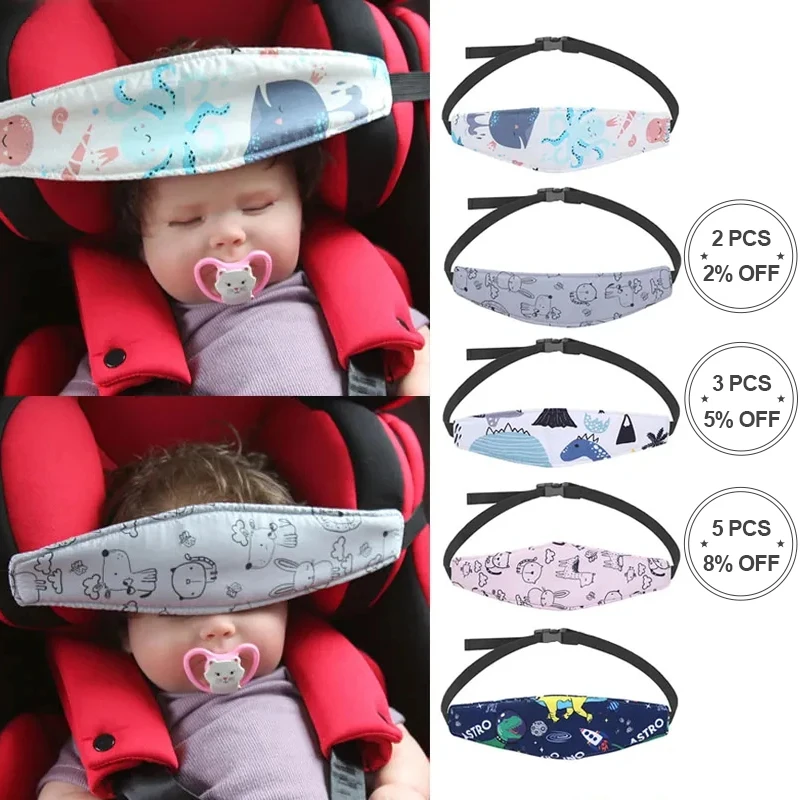 Soporte para la cabeza del asiento del bebé, correa ajustable para aliviar el cuello, almohada, Cinturón de sujeción, reposacabezas para coche de niño pequeño, viaje