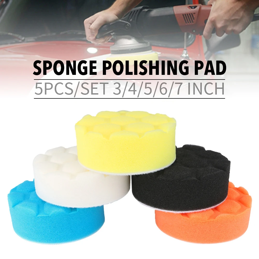 5Pcs Sponge Polishing Pad Kit For Car Polisher 3/4/5/6/7 Inch Polishing Sponge Pads For Drill Car Beauty
