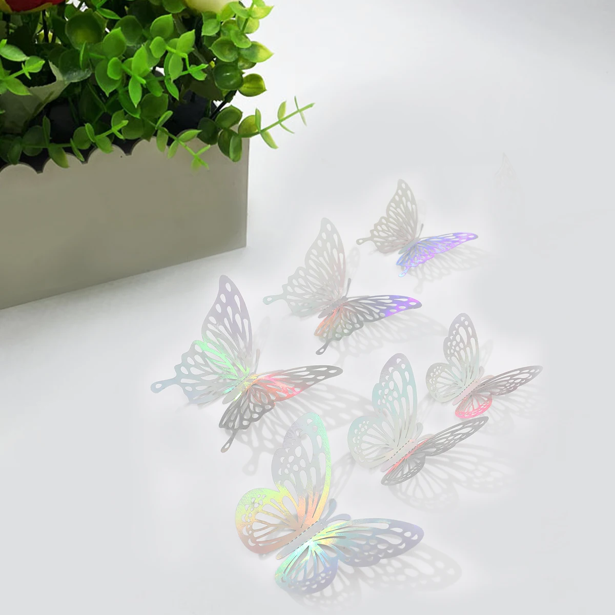 3D 할로우 아웃 나비 벽 스티커, 다채로운 벽 데칼, 파티 용품, 실내 벽 스티커, 거실 파티 장식