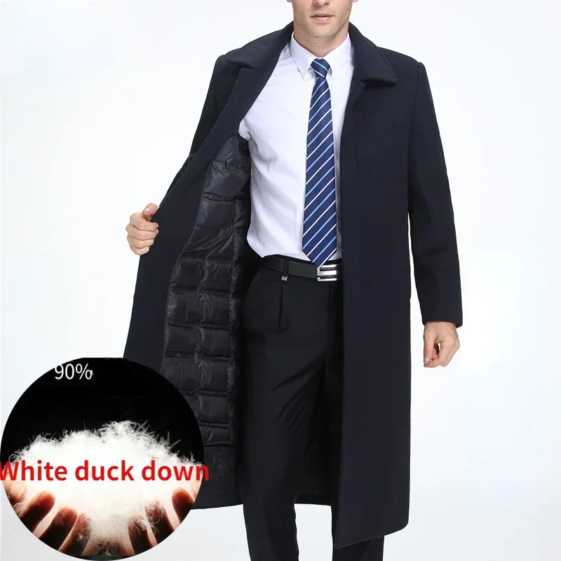 

Men's Winter Jacket Men Extra Long Cashmere Coat Male Business Woolen Trench Coats Down Jackets Man Warm New in Outwears FCY4960