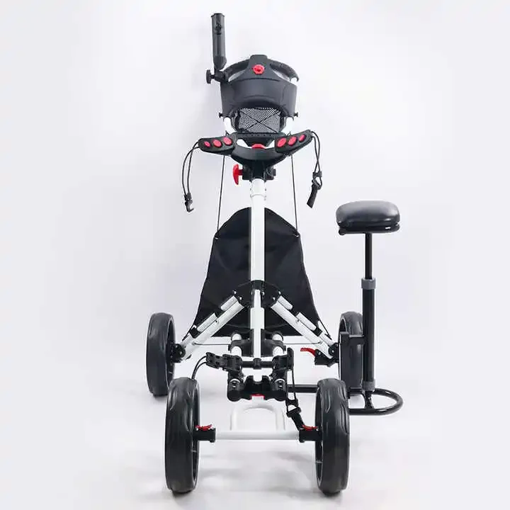 High Quality Golf Push Pull Cart With Seat Lightweight Foldable 4 Wheels Golf Trolley