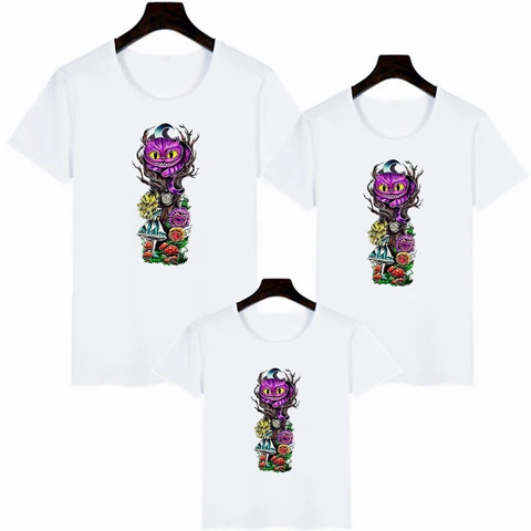 Shirts Disney Summer Popular Alice in Wonderland Family Look Outfits Parent Child Comfy Leisure Exquisite Tea Time T-Shirts