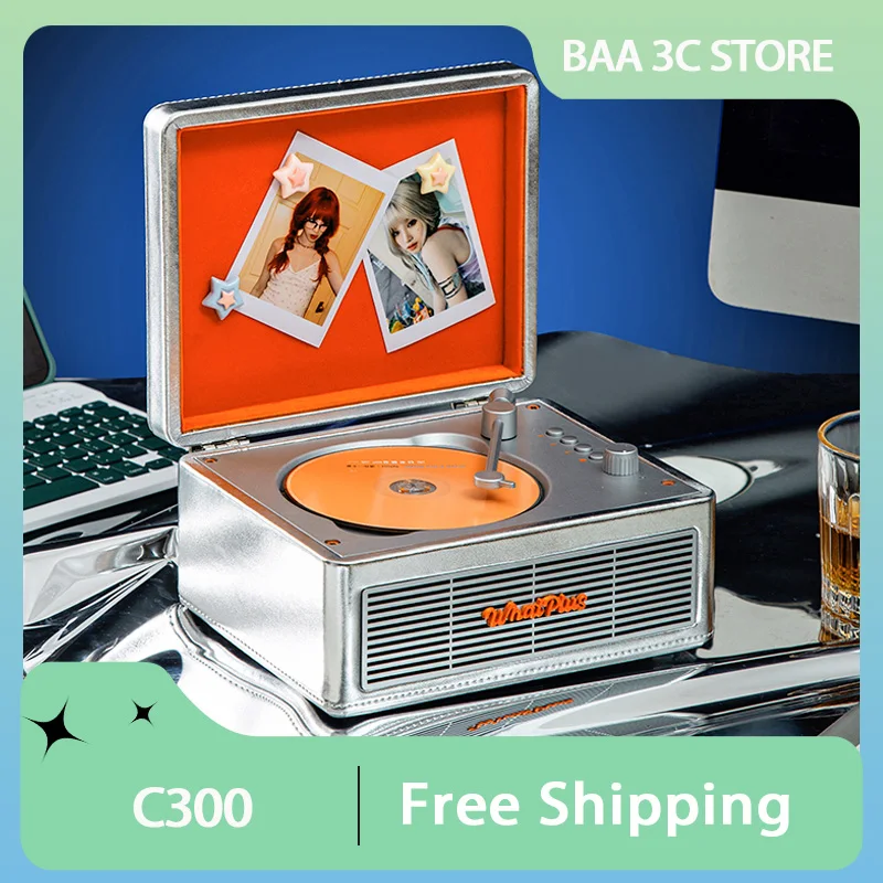 WhatPlus C300 CD Player Bluetooth Audio Retro Player All-in