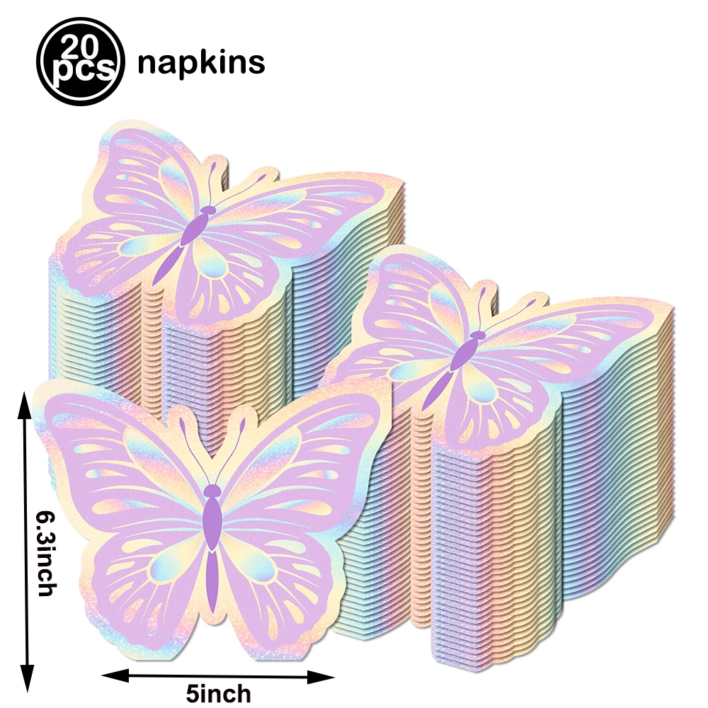 Butterfly-Themed Birthday Party Supplies Set - Banner, Paper Plates, Cups, Napkin, Cake Topper
