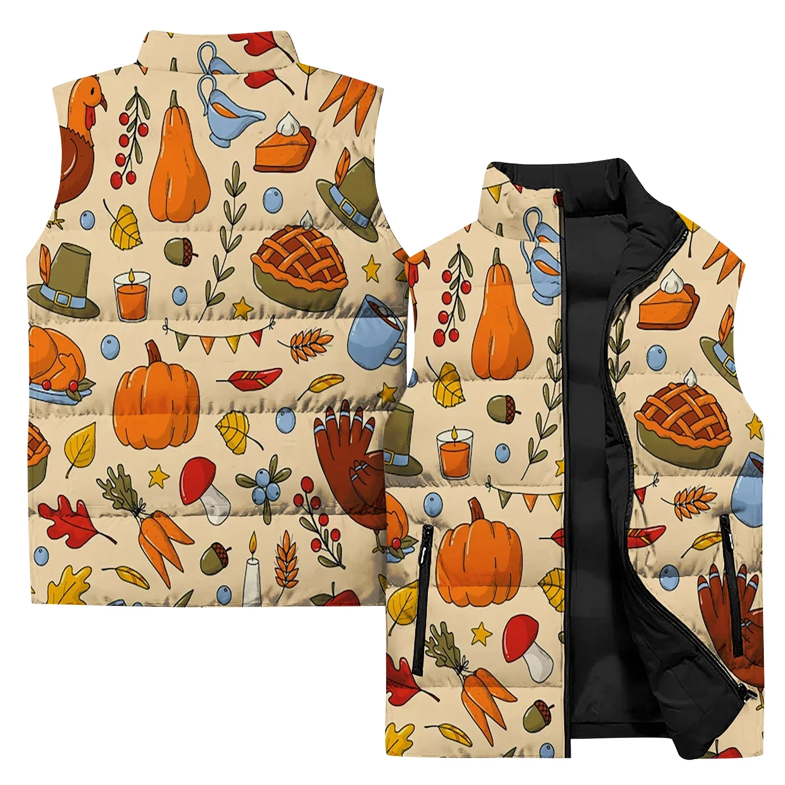 thumbnail image 1 of Conjunto de entrenamiento con calabaza para hombre, chaleco aislante, chaquetas de plumón duraderas para otoño, chalecos de moda para el Día de Acción de Gracias 2024 para hombre, abrigo de pavo, 1 of 5