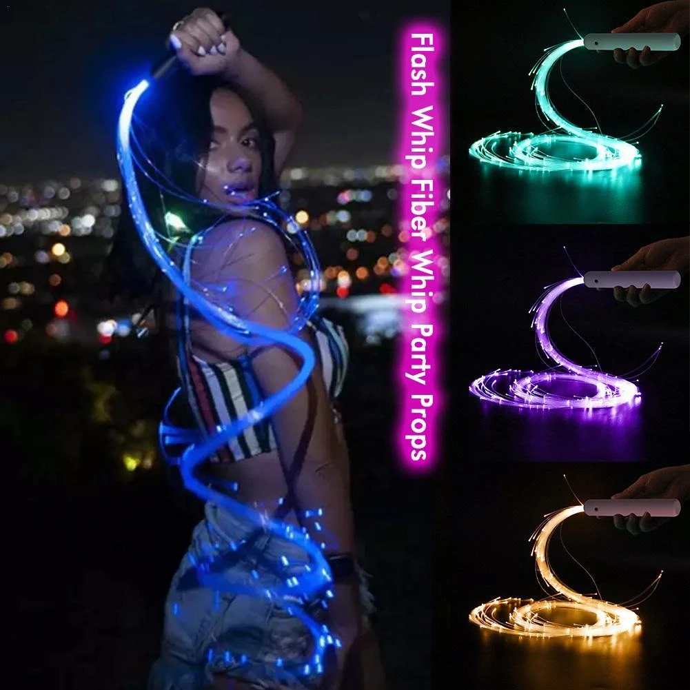 LED Fiber Optic Whip 360° Swivel Super Bright Light Up Rave Toy EDM