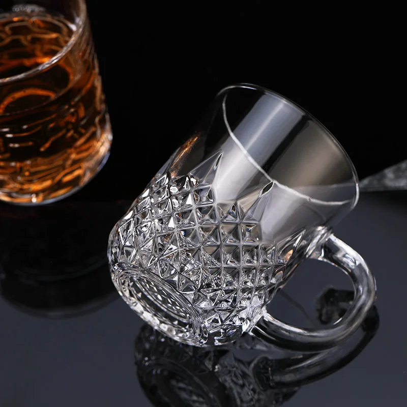 Glass Cup with Handle Drinkware Tea Cup Transparent Water Glass Beer Milk Juice Heat Resistant Bottle Water