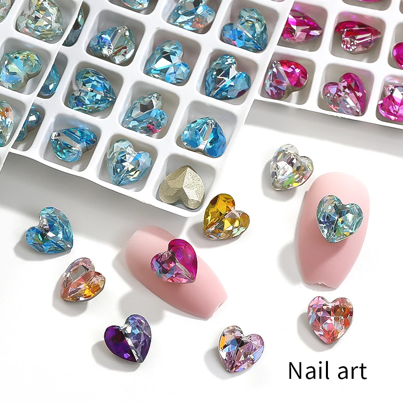 Heart Rhinestones Glass Ice Flower Glitter Strass Crystals Sewing  Accessories Brillantina Nail Art Pointback Diamond Decoration