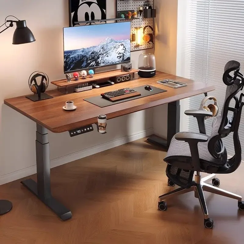 Solid Wood Electric Height Adjustable Desk Computer Desk Study Desk Home Office Gaming Table Lifting Workstation