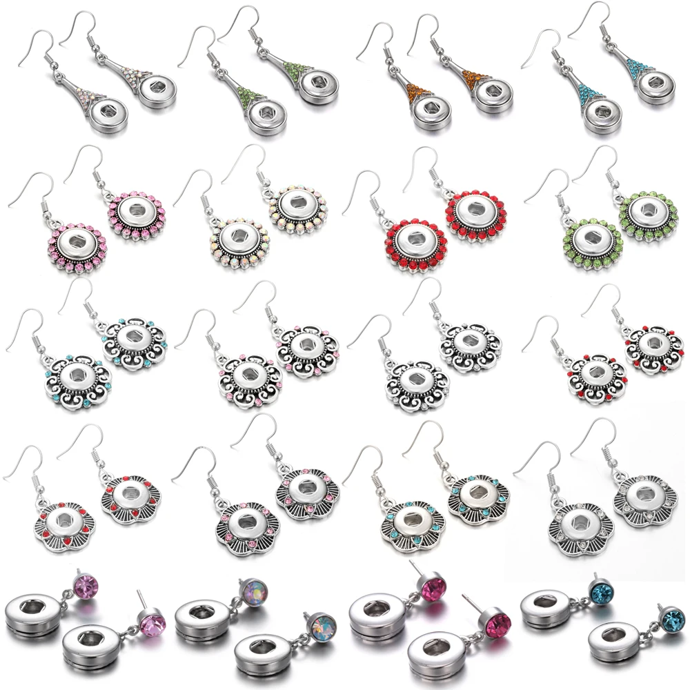 Snap Jewelry Earrings Crystal Rhinestone Mini 12mm Snap Button Earring