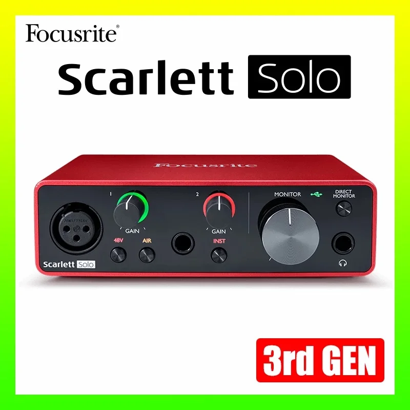 New upgraded Focusrite Scarlett Solo(3rd gen)USB audio interface guitar  recording sound card,AIR mode 24-bit/192kHz AD-converter