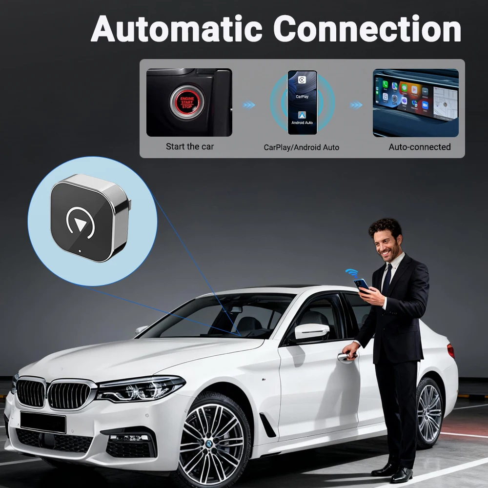 Dongle USB Para CarPlay Y Android Auto Inalámbrico - 2 En 1, Bluetooth/WiFi, Compatible Con Coches Con Cable