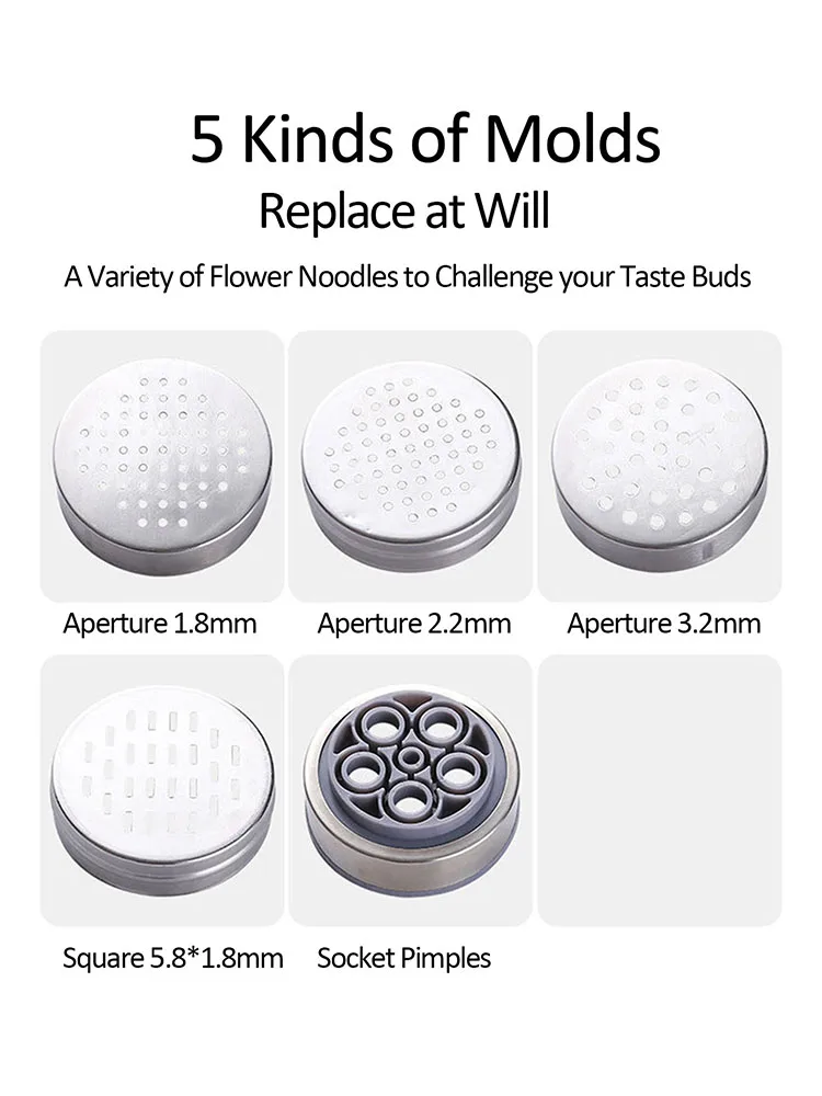 5 Molds Stainless Steel Manual Noodle Maker Manual Dough Press Pasta Maker Machine For Fresh Homemade Lasagne Noodles