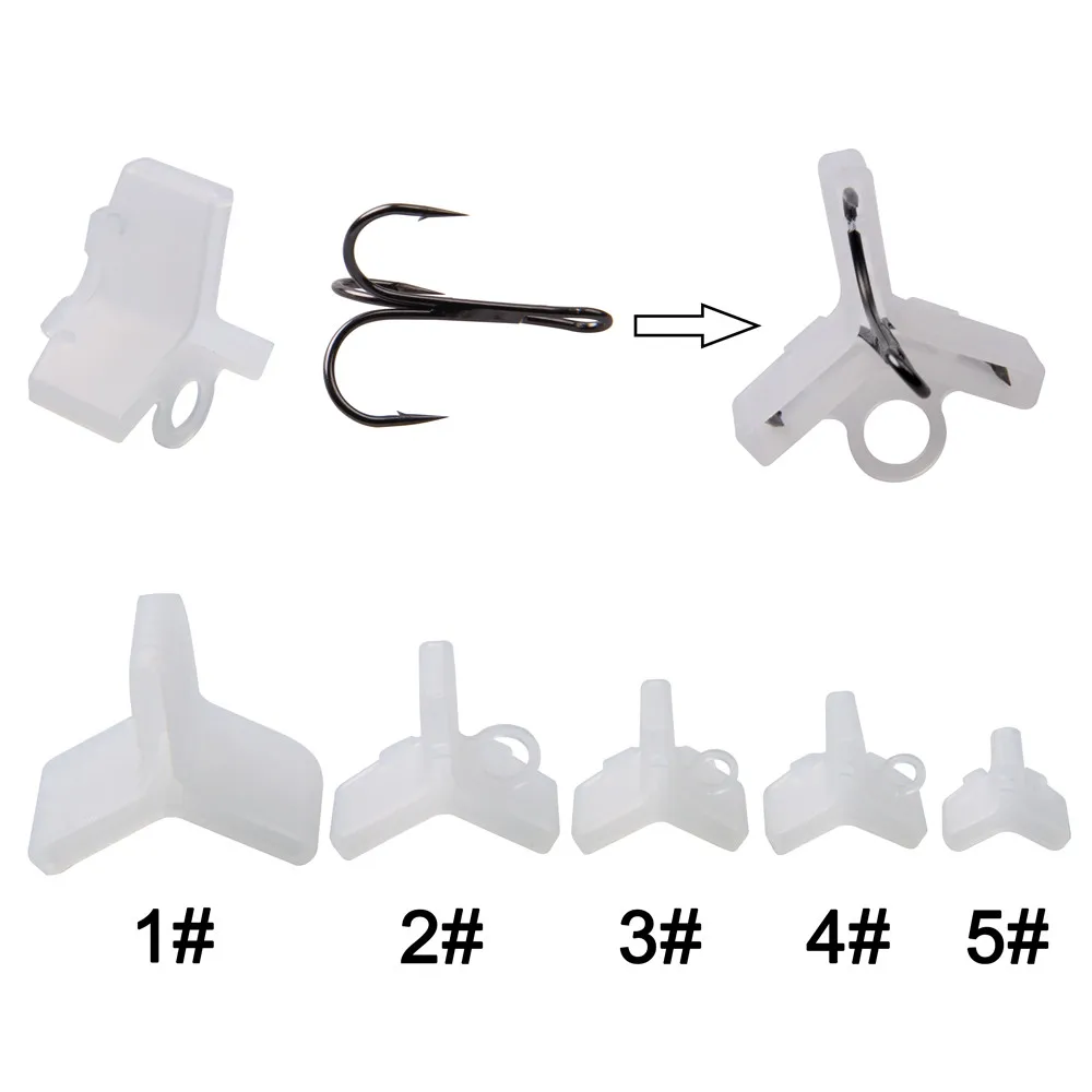50Pcs Durable White Fishing Treble Hooks Covers Safety Protector Case Triple hook cover for lures Fishing Accessories Size 1#-5#