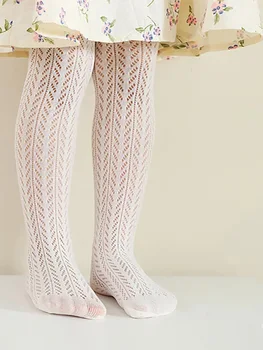 Calza estiva in rete di cotone sottile a rete Calza carina vintage coreana a rete bianca Lolita Collant per bambini Neonate Bambini