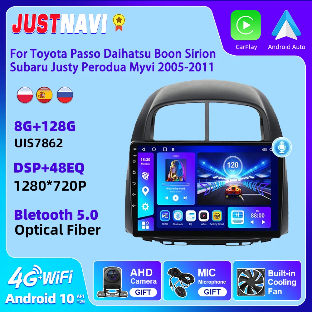 

JUSTNAVI Car Radio For Toyota Passo Daihatsu Boon Sirion Subaru Justy Perodua Myvi 2005-2011 GPS Navigation Android 10 No DVD