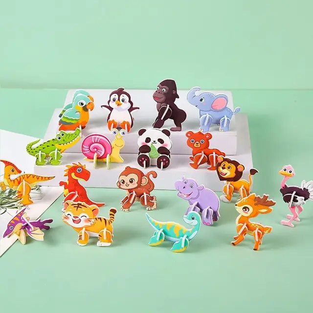 10pcs Gift Three-dimensional 3D Paper Puzzle Mini Panda Educational Toy Cartoon Animal DIY Puzzle Model Children's 5