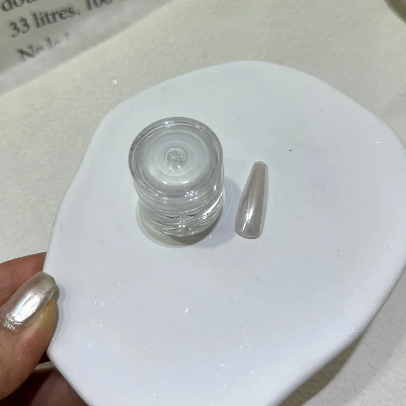 TSZS White Chrome Pearl Nail Powder Shimmer Glitter Wedding Bride Nail Design Rubbing Dust Mirror Effect Fairy Powder DIY