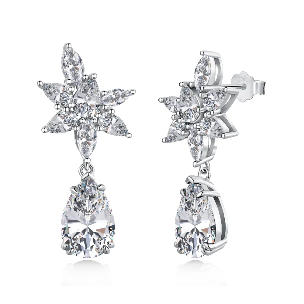 

TEQUILA Sparkling Star Earrings Sterling Silver Simple Design Style High-end Women's Earrings Engagement Wedding Christmas Gift