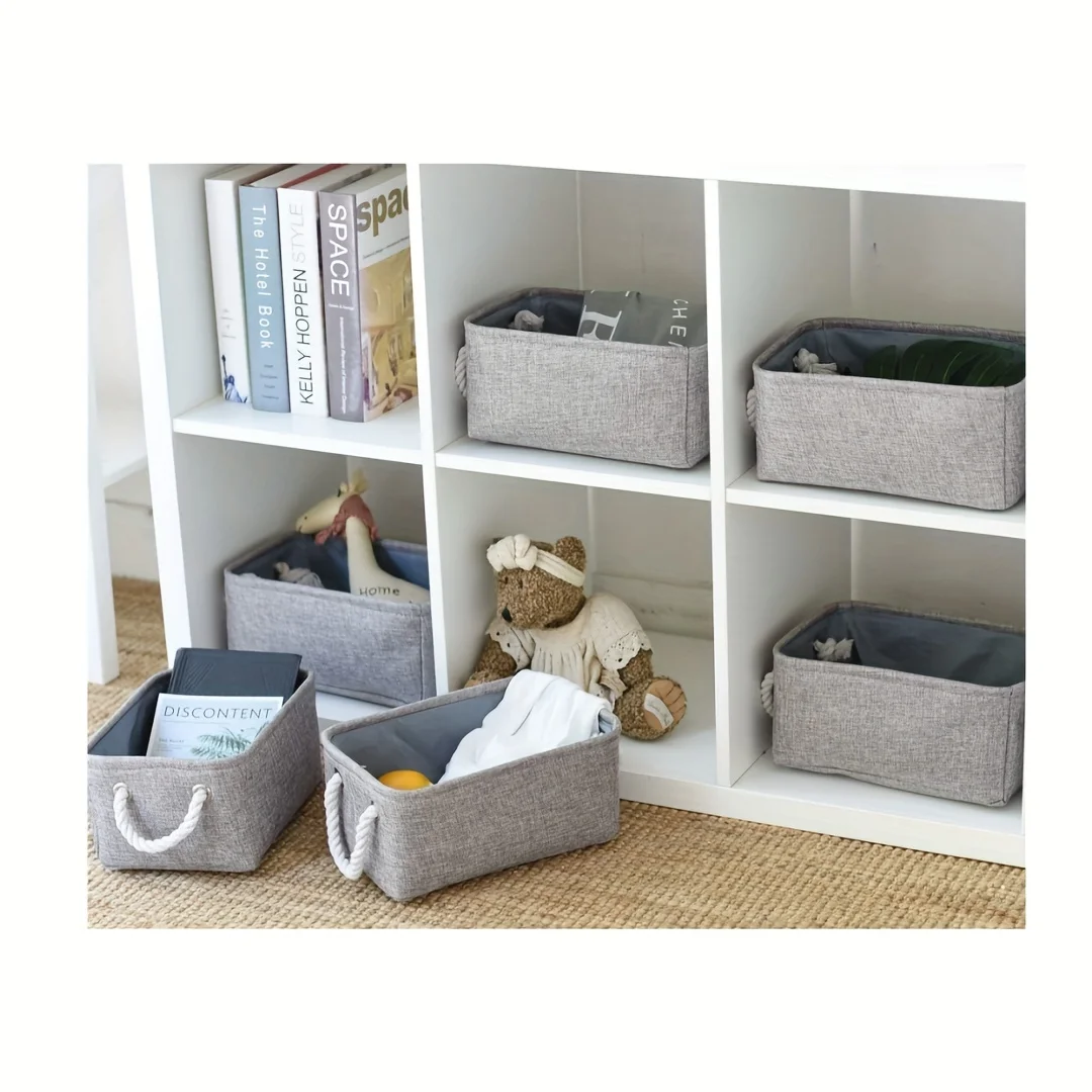 Shelf storage box -11.8x7.9x5.2 inch gray small storage basket, used for organizing, fabric storage cube 6